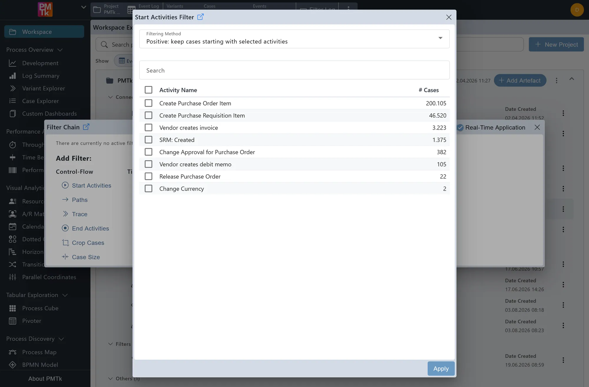 Screenshot of PMTk – the Process Mining Toolkit