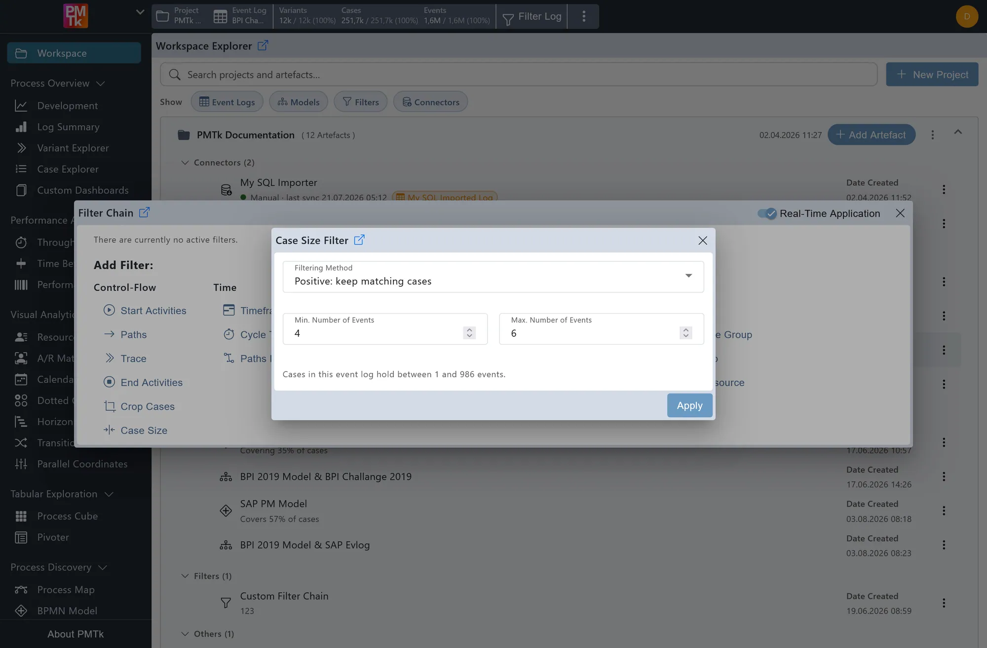 Screenshot of PMTk – the Process Mining Toolkit