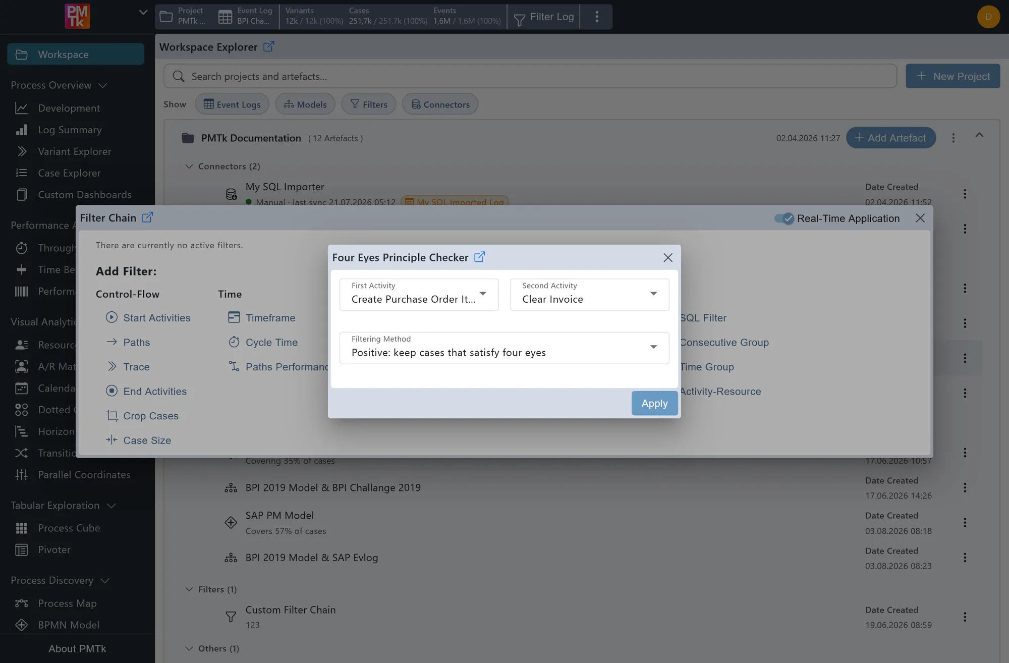 Screenshot of PMTk – the Process Mining Toolkit