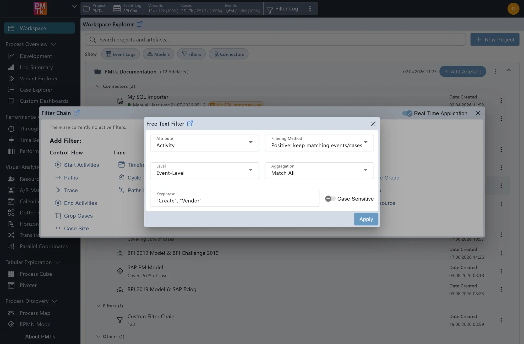 Screenshot of PMTk – the Process Mining Toolkit
