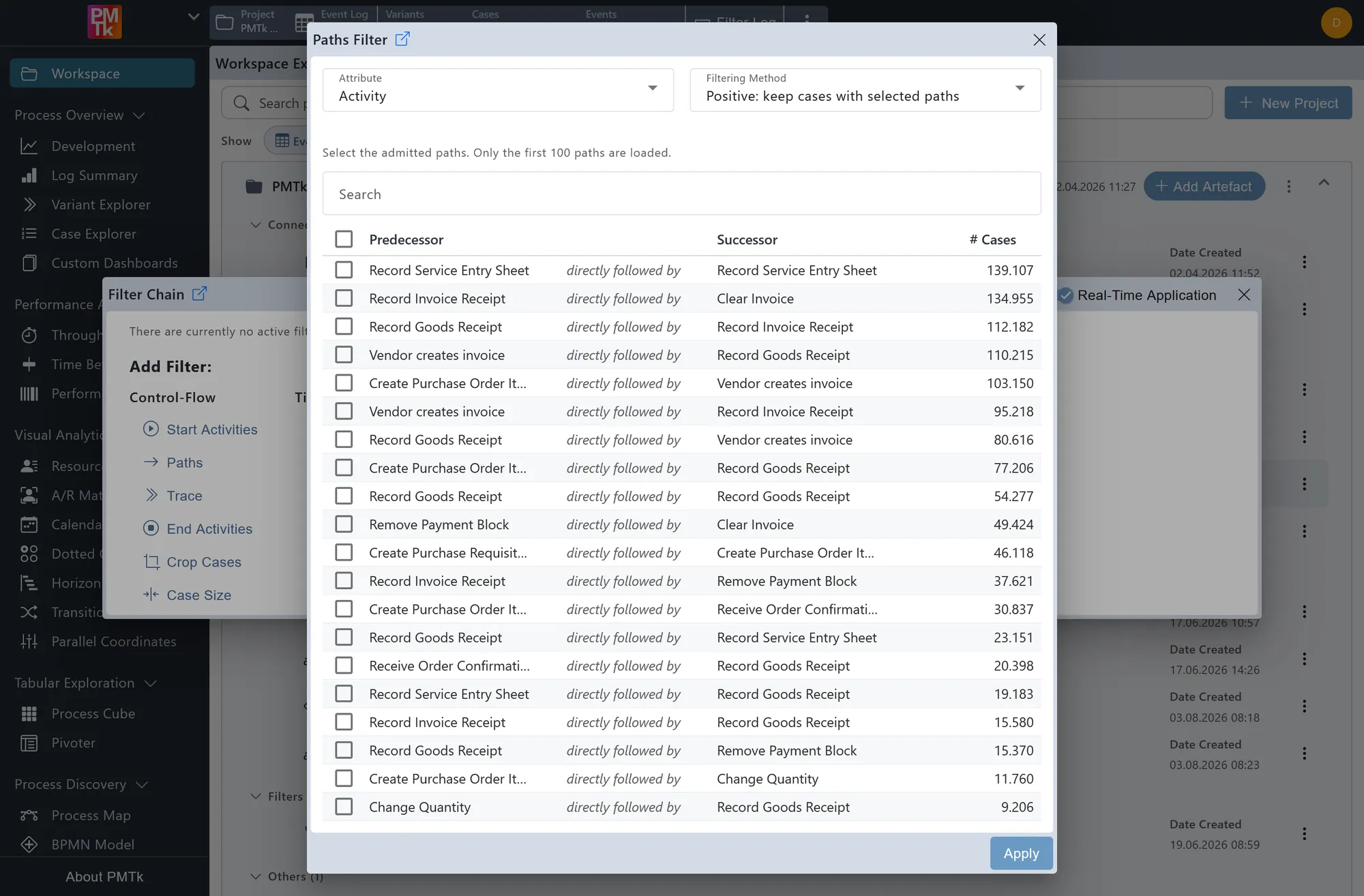Screenshot of PMTk – the Process Mining Toolkit