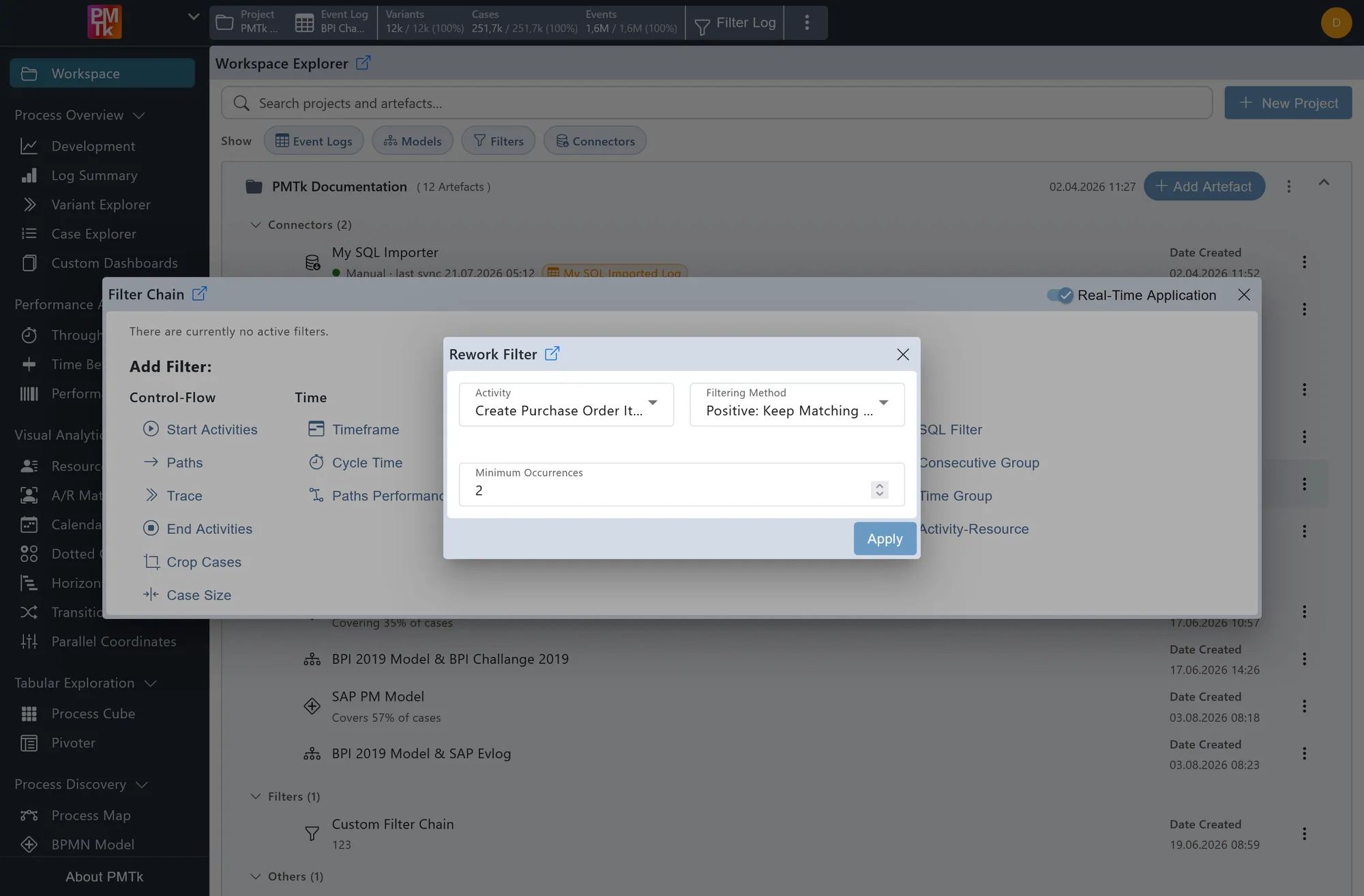 Screenshot of PMTk – the Process Mining Toolkit