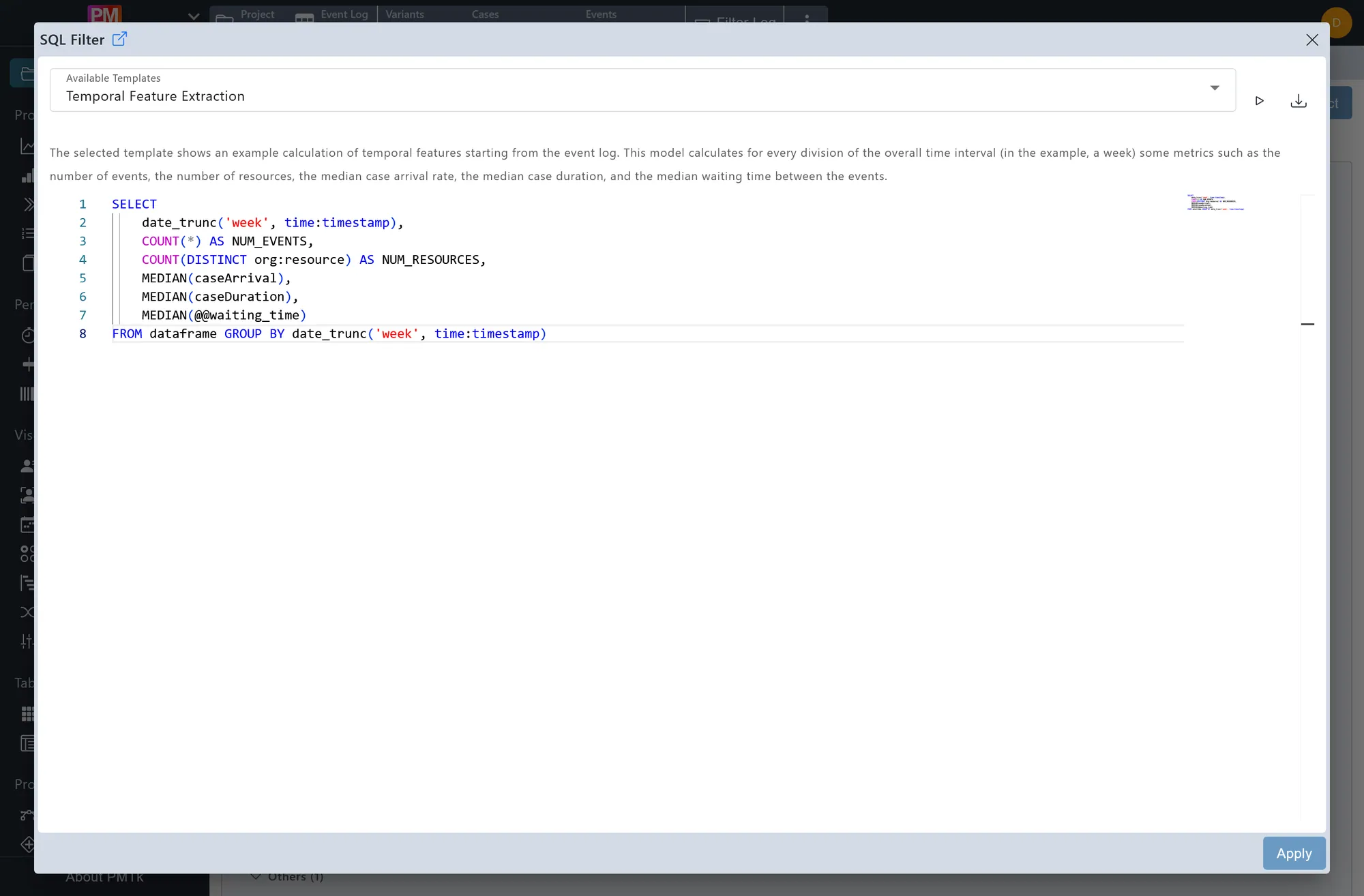 Screenshot of PMTk – the Process Mining Toolkit