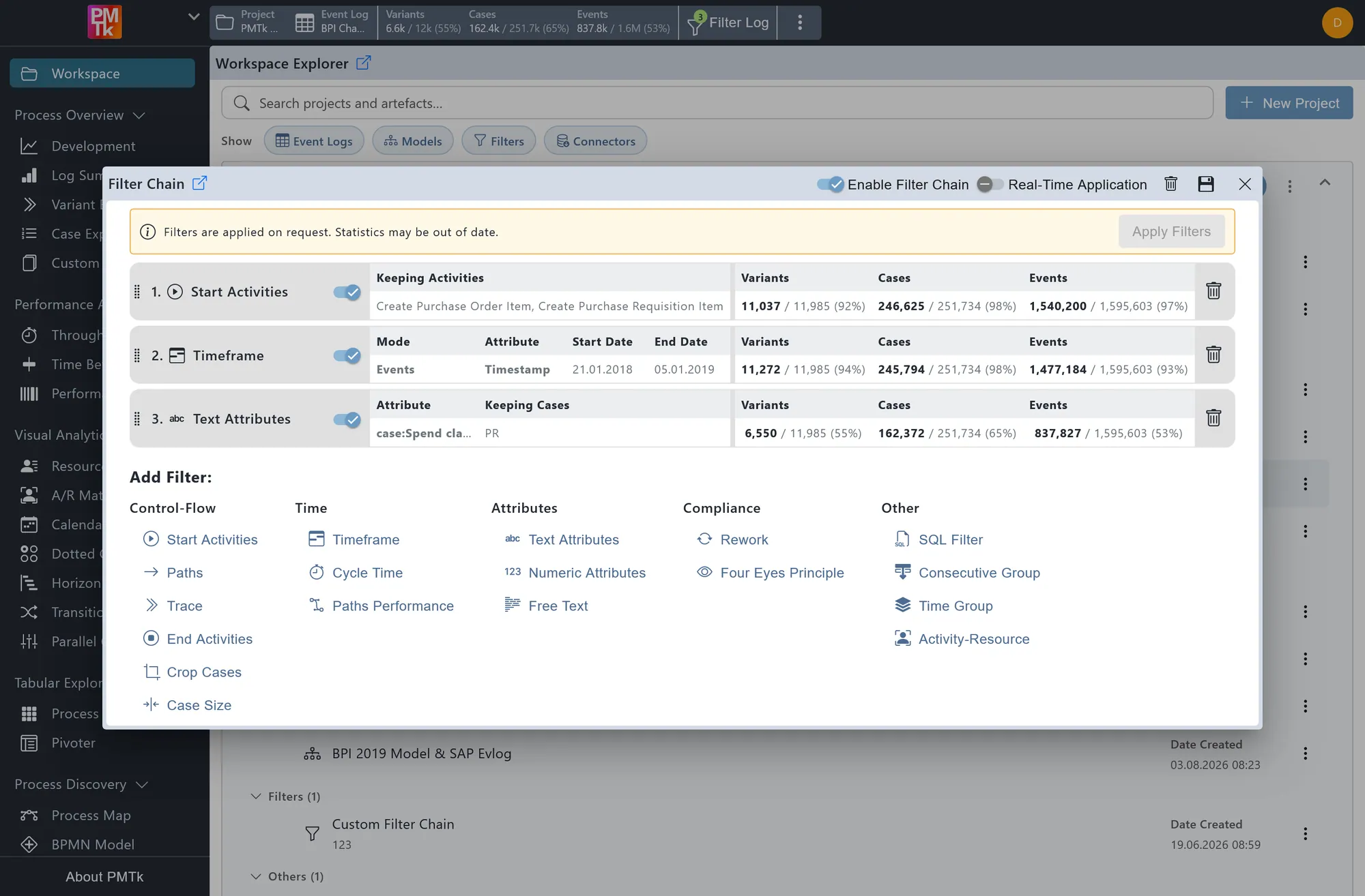 Screenshot of PMTk – the Process Mining Toolkit