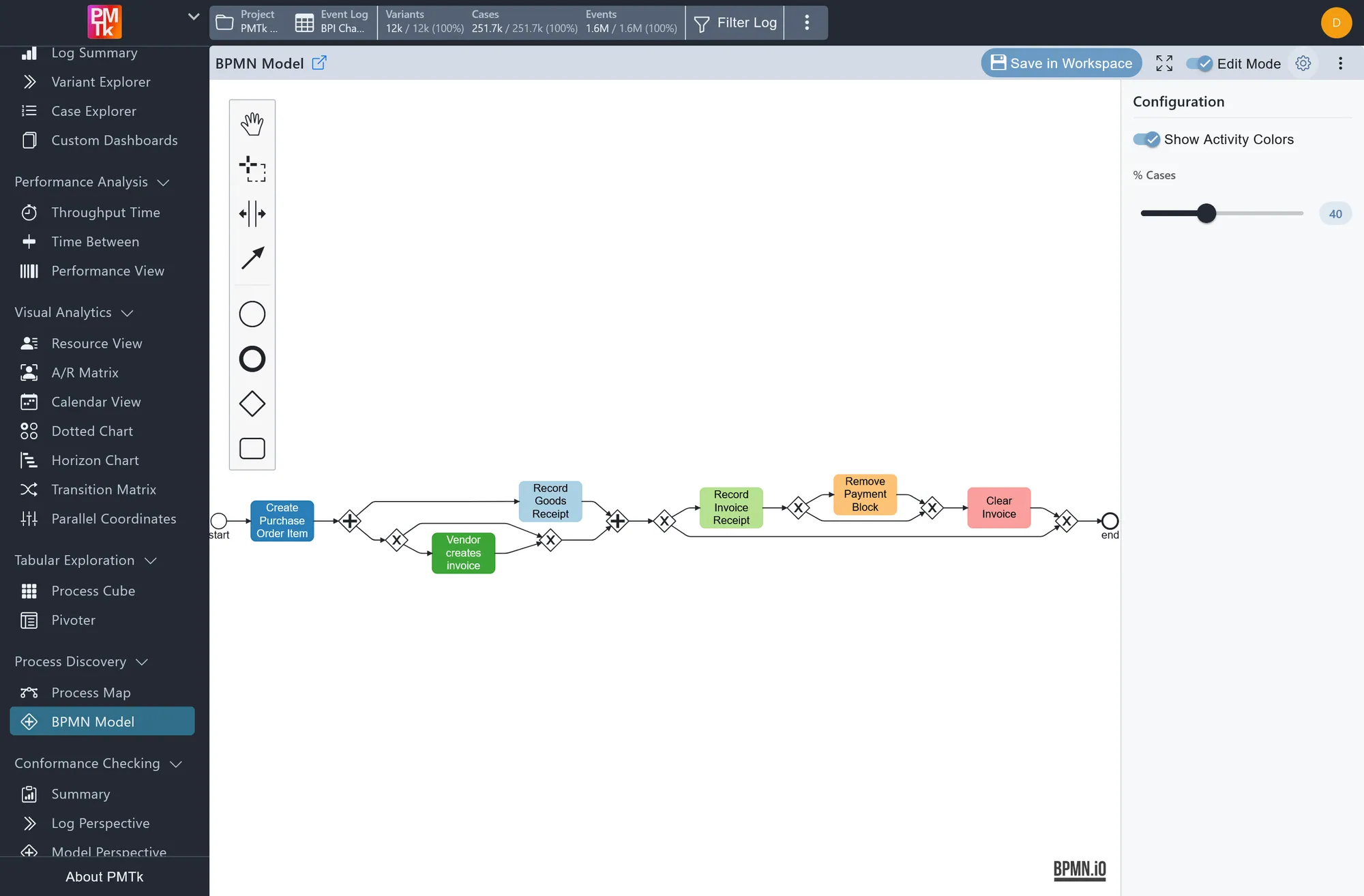 Screenshot of PMTk – the Process Mining Toolkit