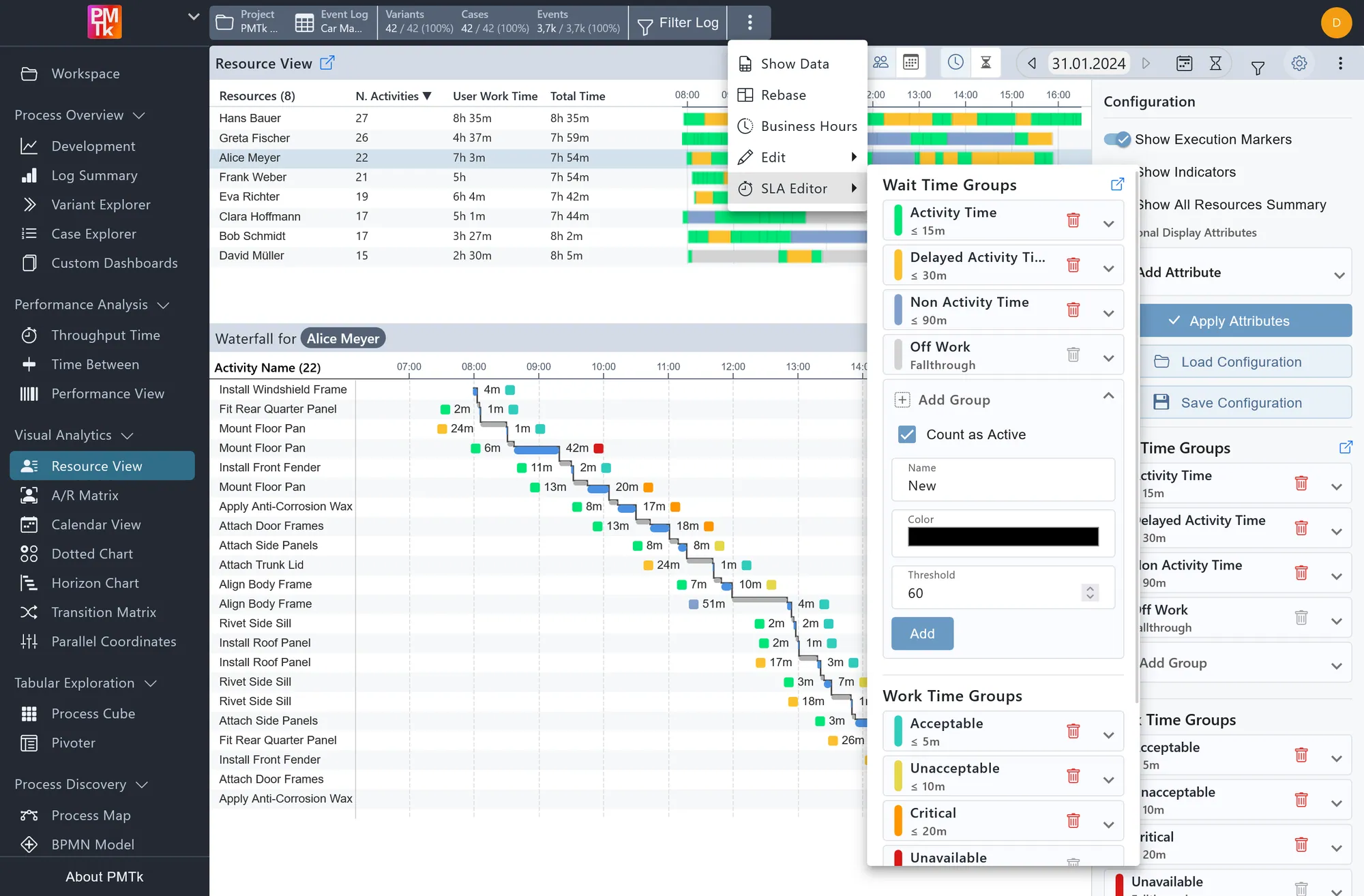 Screenshot of PMTk – the Process Mining Toolkit