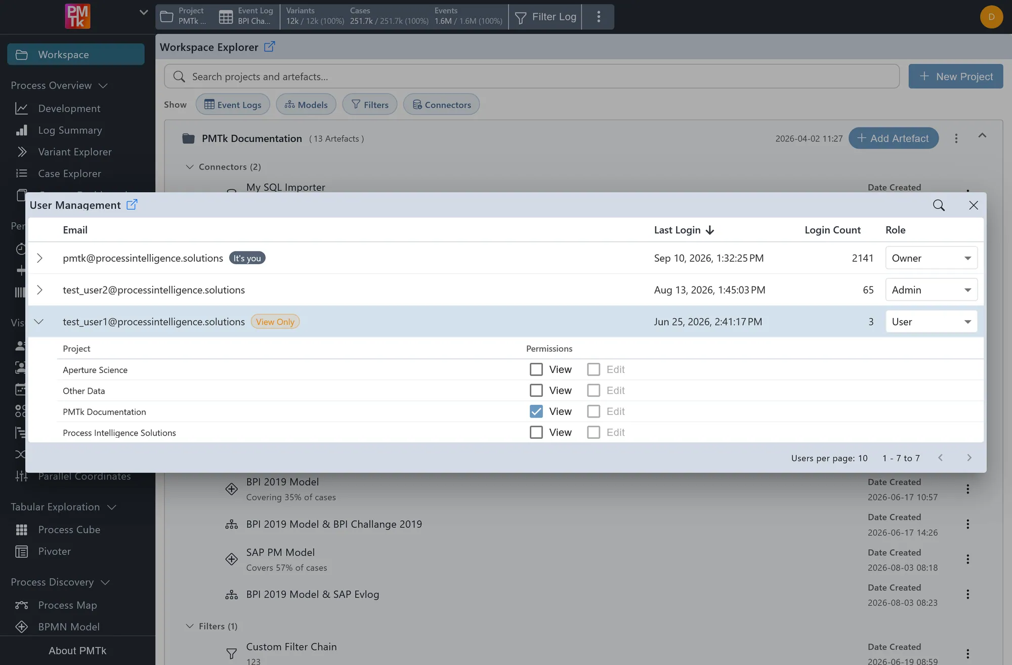 Screenshot of PMTk – the Process Mining Toolkit