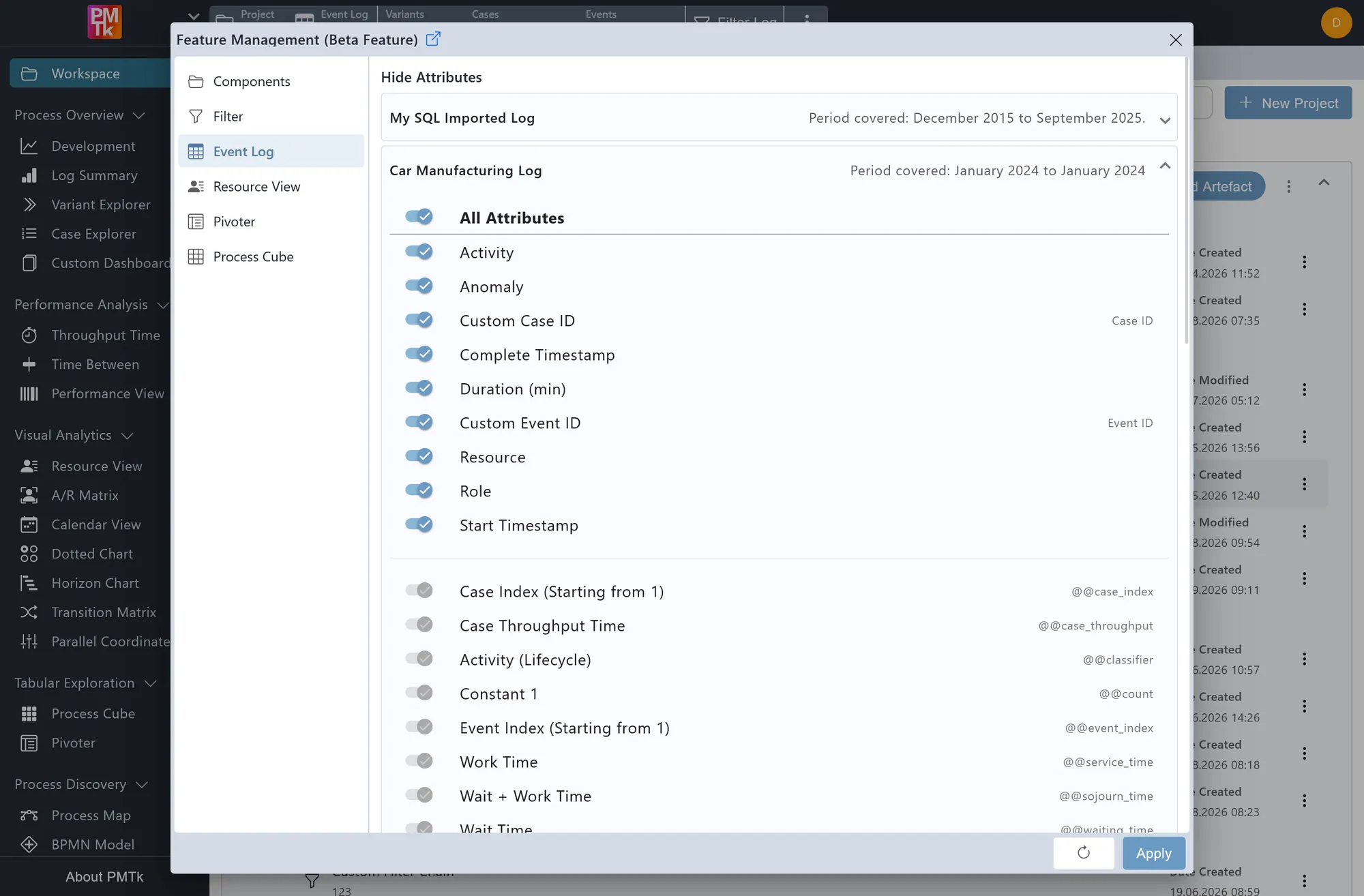 Screenshot of PMTk – the Process Mining Toolkit