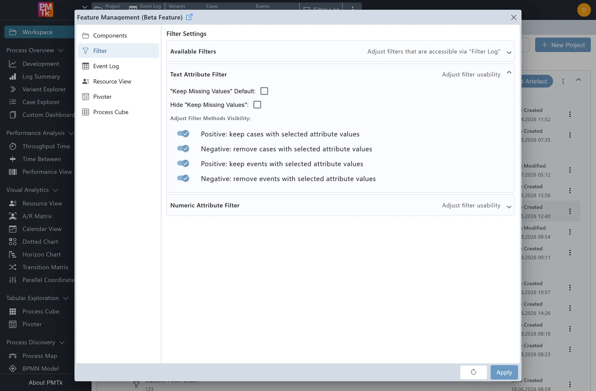 Screenshot of PMTk – the Process Mining Toolkit