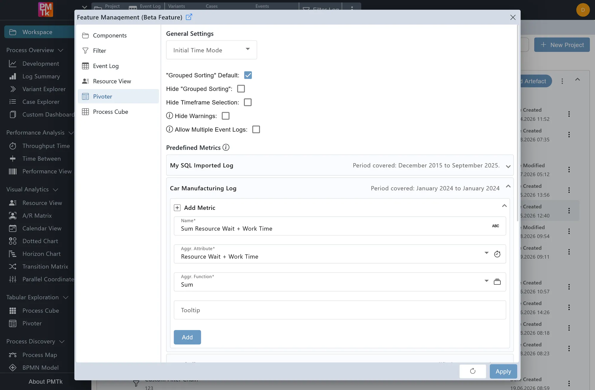 Screenshot of PMTk – the Process Mining Toolkit